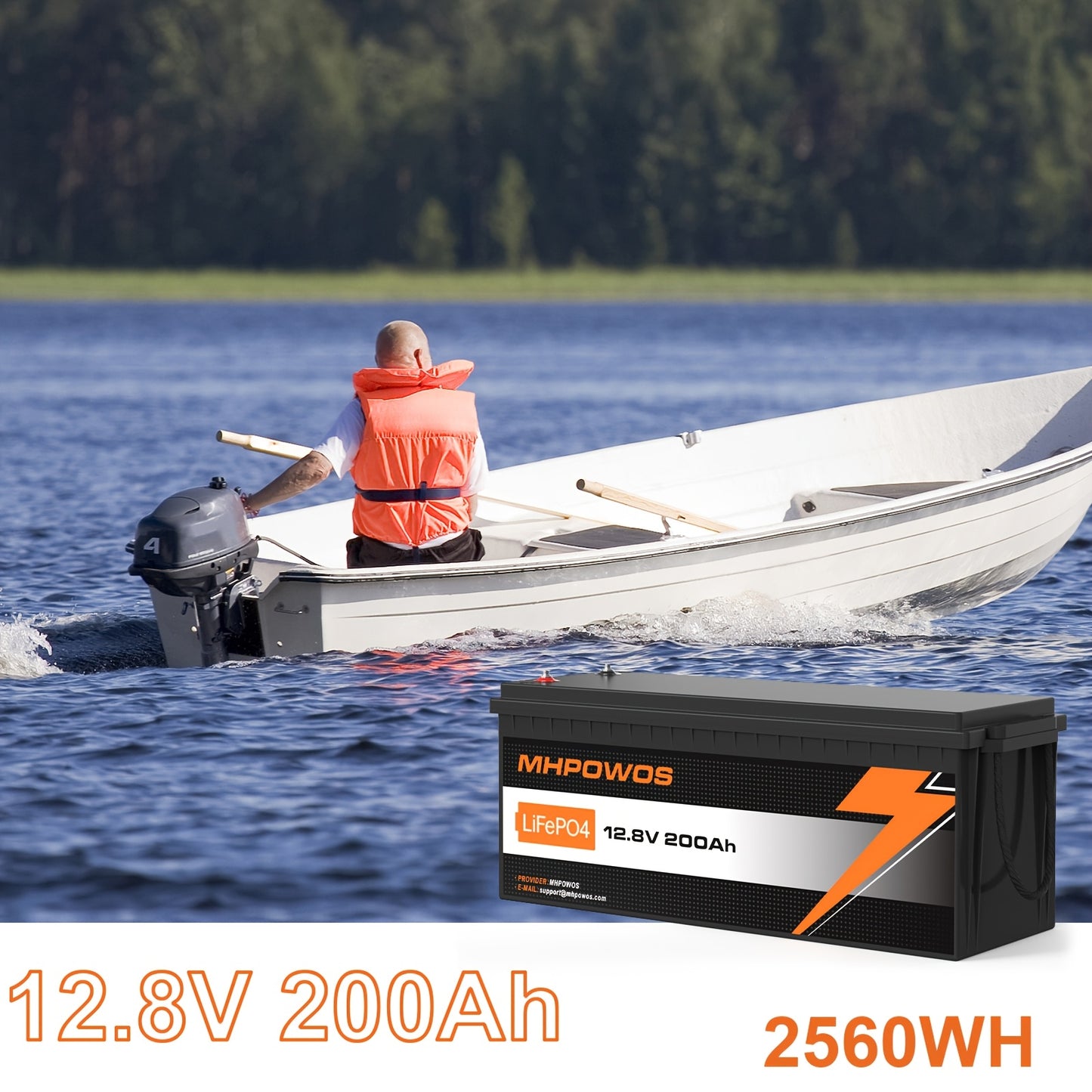 LiFePO4 Accu – Lithium Accu – Batterij – Energieopslag – Camper Accu – 12,8V 200Ah – Hoge Capaciteit 2560Wh – Overbelastings- en Laagtemperatuurbescherming