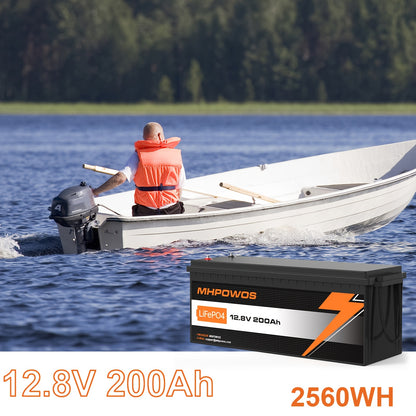 LiFePO4 Accu – Lithium Accu – Batterij – Energieopslag – Camper Accu – 12,8V 200Ah – Hoge Capaciteit 2560Wh – Overbelastings- en Laagtemperatuurbescherming