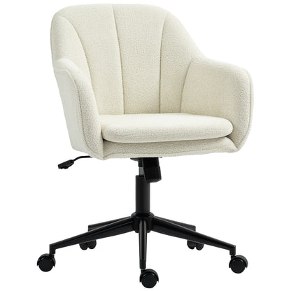 Bureaustoel – Office Chair – Make-up Stoel – Werkstoel – Velvet Stoel – Beige – Ergonomische Gebogen Rugleuning – Zachte Velvetachtige Stof