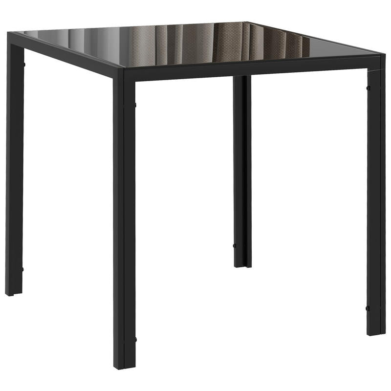 Square Dining Table for Four, Featuring a Tempered Glass Surface, Suitable for Kitchen And Dining Areas, Measuring 75 X 75 X 75 Cm, in Black.