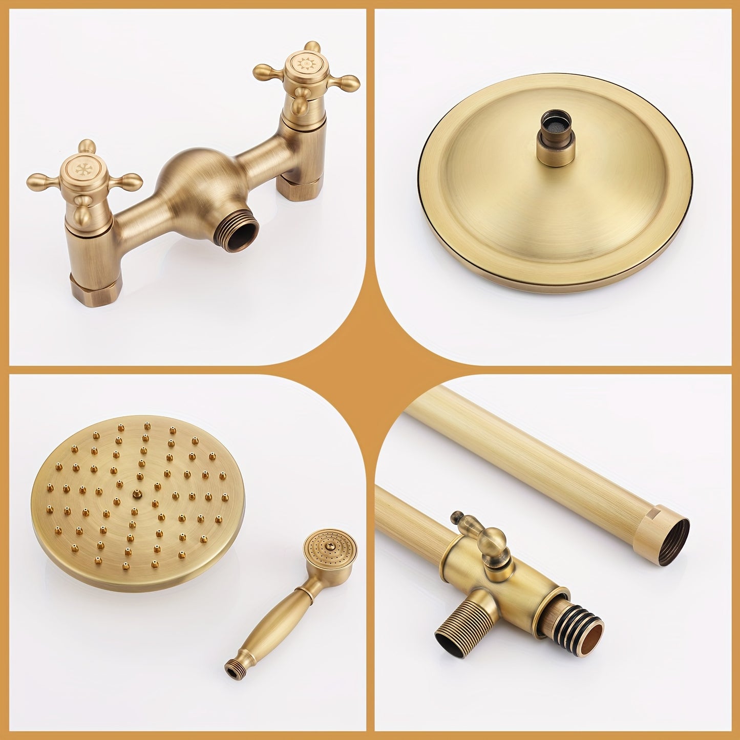 Douche- en Badset – Douchekraan – Badkraan – Doucheset – Badset – Koper Uitvoering – Muurbevestiging – Zonder Temperatuurregeling