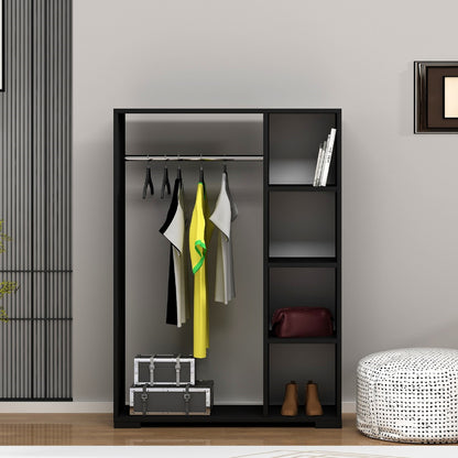 Kledingkast – Garderobekast – Kleerkast – Opbergkast – Dichte Kast – Antraciet – Compact 126x90x30 cm – Stevig Spaanplaat met Kledingstang