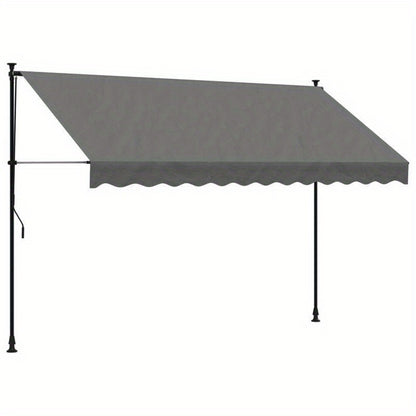 300x150cm Extendable Awning - Durable Plastic Frame, Removable Fabric, Beige/Black/Gray Options, Weather-Resistant for Patio, Balcony, Garden Shade