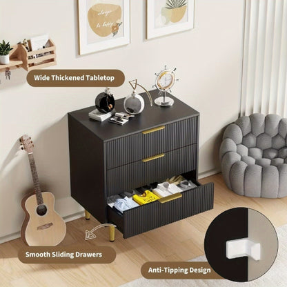 Brede Ladekast – Ladekast Met Laden – Opbergkast – Dressoir – Commode – Zwart – Modern Design – Stevige Houten Poot