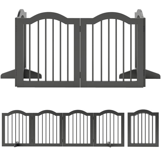 Hondenafscheiding – Hondenhek – Huisdierbarrière – Hondenomheining – Vrijstaande Afzetting – Zwarte Uitvoering – 4 Panelen 208x61 cm – Opvouwbaar en Stevig