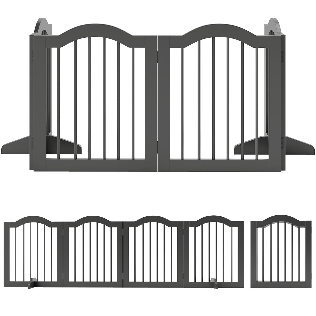 Hondenafscheiding – Hondenhek – Huisdierbarrière – Hondenomheining – Vrijstaande Afzetting – Zwarte Uitvoering – 4 Panelen 208x61 cm – Opvouwbaar en Stevig