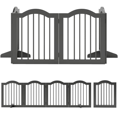 Hondenafscheiding – Hondenhek – Huisdierbarrière – Hondenomheining – Vrijstaande Afzetting – Zwarte Uitvoering – 4 Panelen 208x61 cm – Opvouwbaar en Stevig