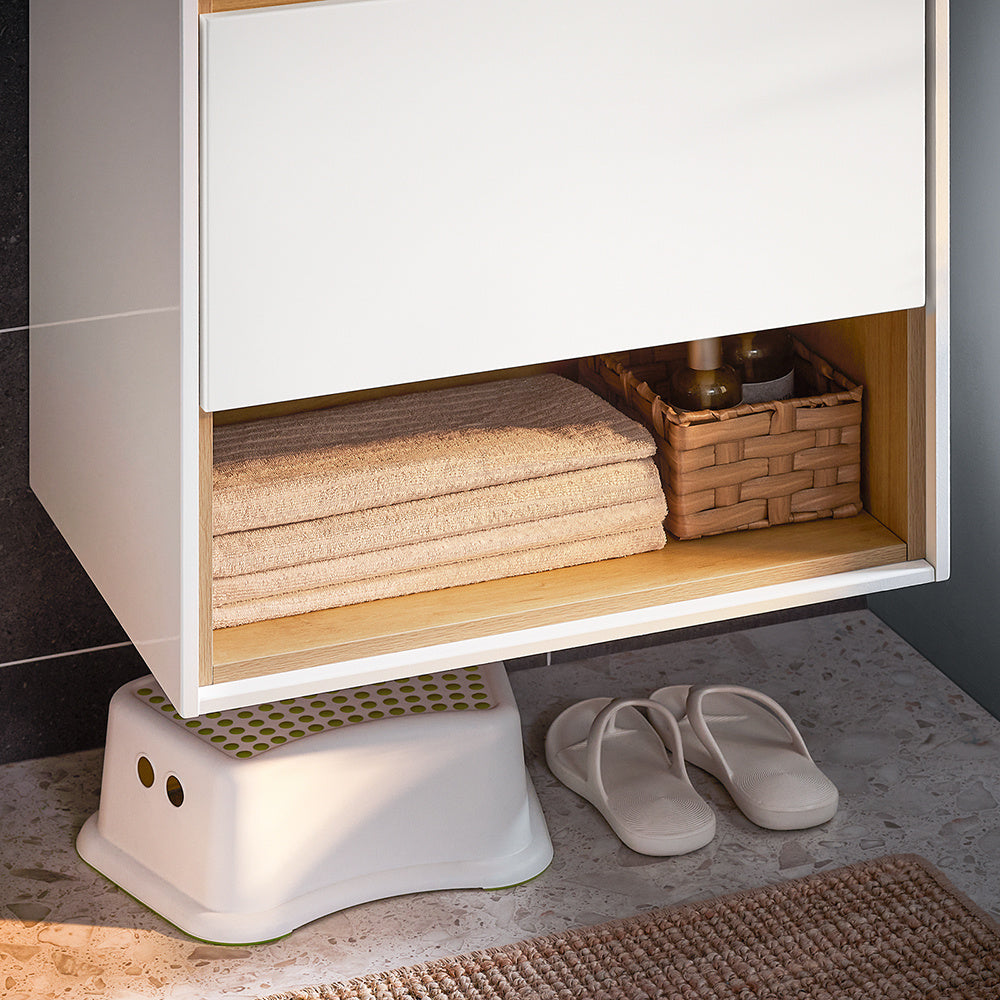 Badkamermeubel – Wandmeubel – Wastafelmeubel – Wastafelonderkast – Badmeubelset – Keramische Wastafel – 61x46x59 cm – Soft-Close Lade