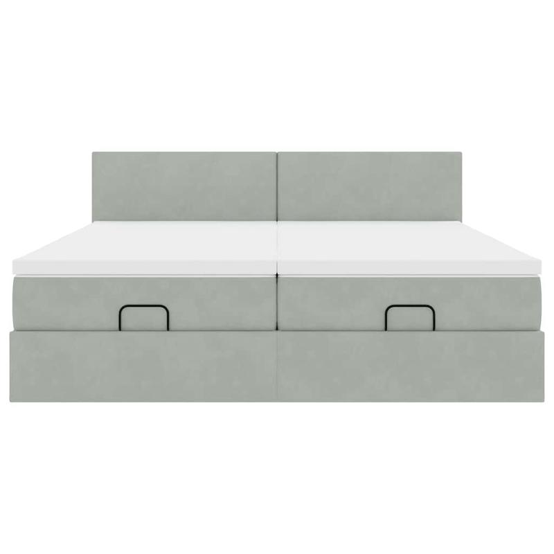 Bedframe – Bed – Bed Stevig – Slaapbed – Opbergbed – Lichtgrijs Velvet – 160x200 cm – Stevig Massief Hout – Ottoman Opbergruimte