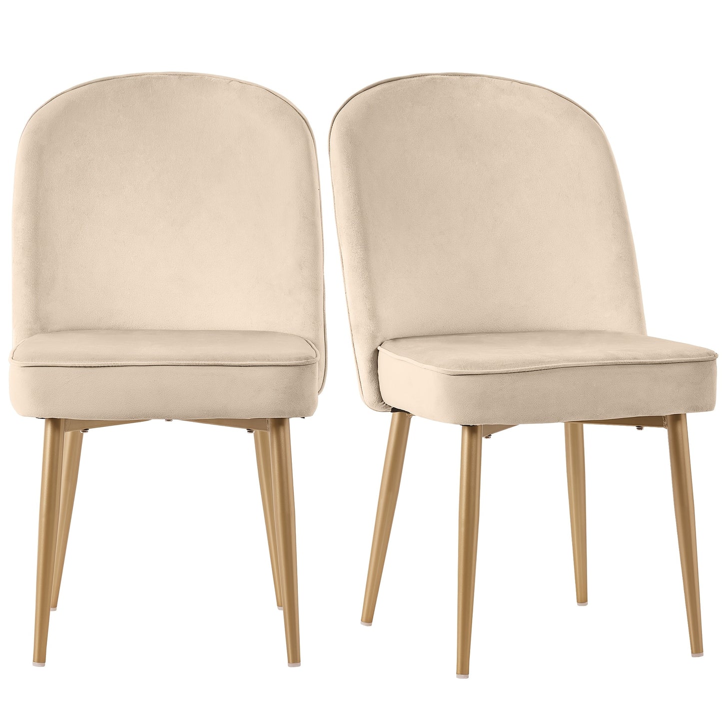 Eetkamerstoelen – Stoelen – Dining Chairs – Zitmeubels – Velvet Stoelen – Set van 2 – Beige Fluweel – Gouden Metalen Poten