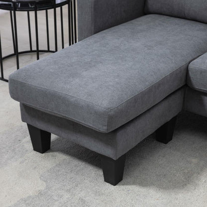 Hoekbank – Hoekzetel – L-vormige Bank – Loungesofa – Slaapbank – Reversible Hoekbank – Massief Houten Frame – Compacte Donkergrijze Polyester Linnenstof
