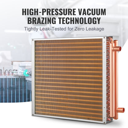 Warmtewisselaar – Warmteoverdrager – Warmtewisselaar water-lucht – HVAC warmtewisselaar – Koper-aluminium warmtewisselaar – 20"x20" formaat – Duurzaam koperen soldeerwerk – Corrosiebestendige epoxy vinnen