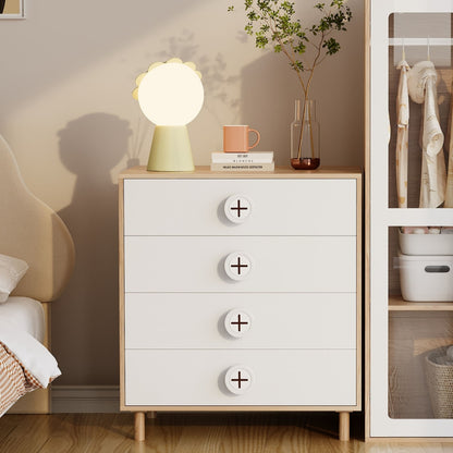 Nachtkastje – Ladekast – Ladekastje – Opbergkast – Bijzetkast – Modern Wit – 4 Laden – Compact 80x54x90 cm – Stevig Niet-Houten Materiaal