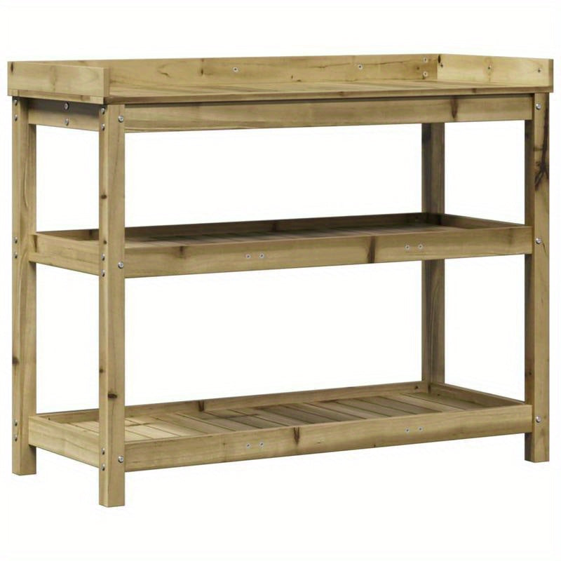 Plantentafel – Plantenstandaard – Plantenrek – Bloementafel – Bijzettafel – Bruin – Stevig Massief Dennenhout – 108x45x86,5 cm – Voor Binnen & Buiten