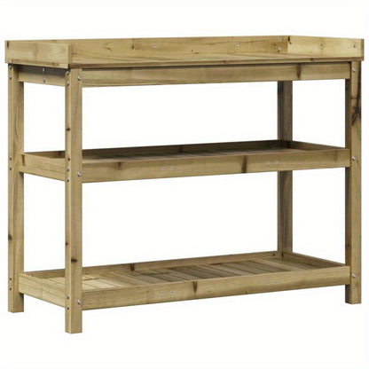 Plantentafel – Plantenstandaard – Plantenrek – Bloementafel – Bijzettafel – Bruin – Stevig Massief Dennenhout – 108x45x86,5 cm – Voor Binnen & Buiten