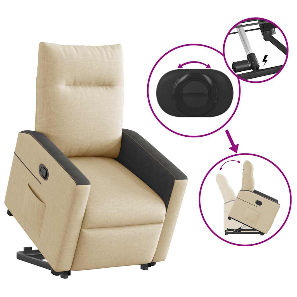 Elektrisch Verstelbare Stoel – Relaxzetel – Liftstoel – Seniorenstoel – Comfortstoel – Met Elektrische Liftfunctie – 6-Punts Massagefunctie – Crème