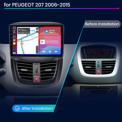 Android Auto Draadloze CarPlay Stereo – 2Din Auto Radio – Multimedia Speler – GPS Navigatie – Peugeot 207 2006-2015 – 6GB+128GB Geheugen – 9 Inch IPS Scherm – 4G Verbinding