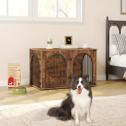 Dog Cage Furniture, 100cm Dog Box, 3 Doors, Arched Door, Modern Indoor Dog Box for Dogs Up to 100kg, Side Table, Dog Cage for Home