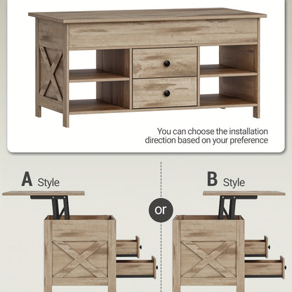 Salontafel – Koffietafel – Verstelbare Tafel – Sofa Tafel – Woonkamertafel – Hoogte Verstelbaar – Met 2 Lades En Verborgen Opbergruimte – 50x100x47,3-61,3 cm – Modern Design – Duurzaam Hout En Metaal