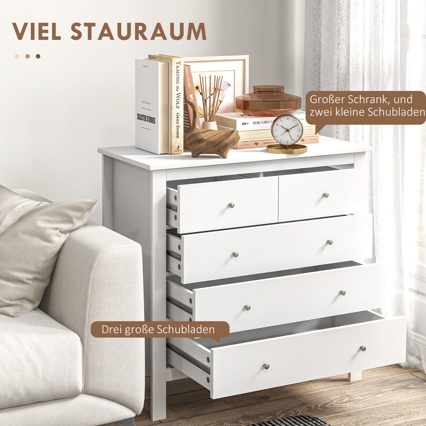 Dressoir – Ladekast – Sideboard – Opbergkast – Commode – Wit – Softclose Deuren – Kantelbeveiliging – 79x39,5x80,5 cm