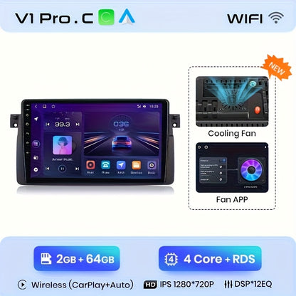 Multifunctionele 2 Din Autospeler – Autoradio – Multimedia Systeem – Touchscreen – Navigatie – WiFi Variant 2GB 64GB – 9 Inch IPS Scherm – Draadloos CarPlay & Android Auto