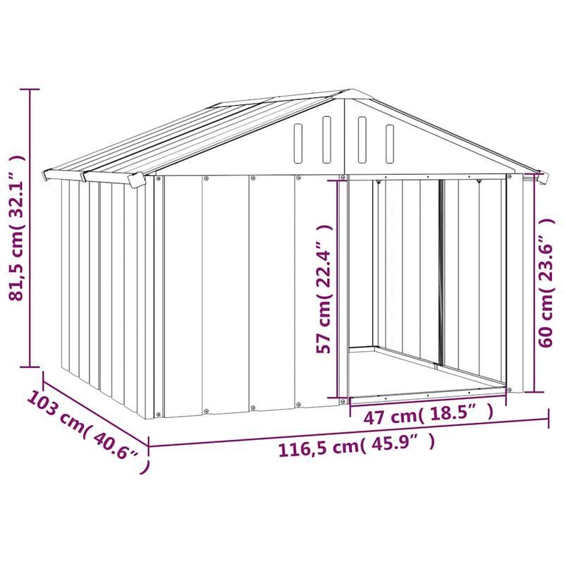 Hondenkennel – Hondenhok – Hondenbench – Hondenkooi – Hondenruimte – Metaal – Weerbestendig – 116,5x103x81,5 cm – Grijs