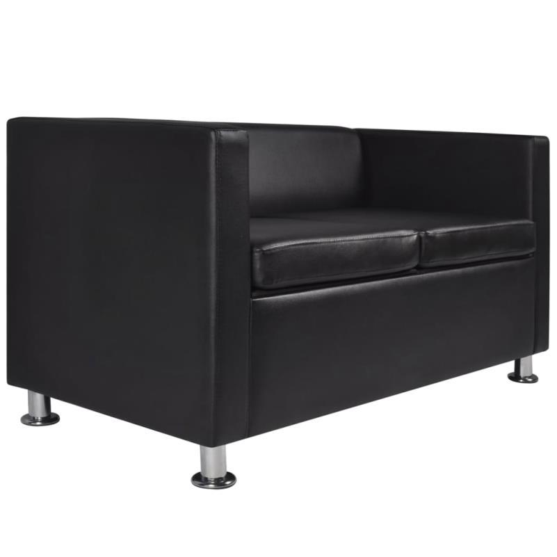Zwarte Sofa Set – Bankstel – 3-Zits Bank – 2-Zits Bank – Kunstleren Bank – Modern Design – Comfortabele Schuimvulling – Onderhoudsvriendelijk