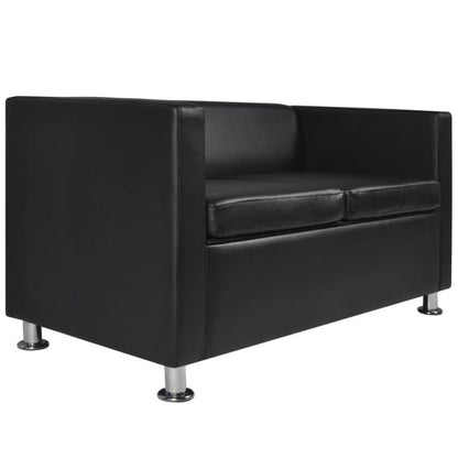 Zwarte Sofa Set – Bankstel – 3-Zits Bank – 2-Zits Bank – Kunstleren Bank – Modern Design – Comfortabele Schuimvulling – Onderhoudsvriendelijk