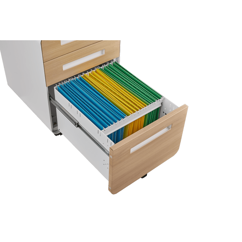Rollendossierkast – Rolcontainer – Archiefkast – Rolkast – Jaloeziedeurkast – Mobiel Met Slot – Water- En Vochtbestendig – Vijf Wielen – Compact Onder Bureau – Wit Metalen Design
