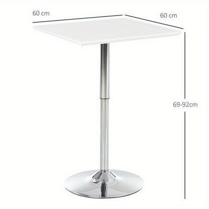 Verstelbare Bartafel – Bar Tafel – Hoge Tafel – Barkruk Tafel – Staande Tafel – Hoogte Verstelbaar – Stevige Metalen Basis – Compact 60x60 cm