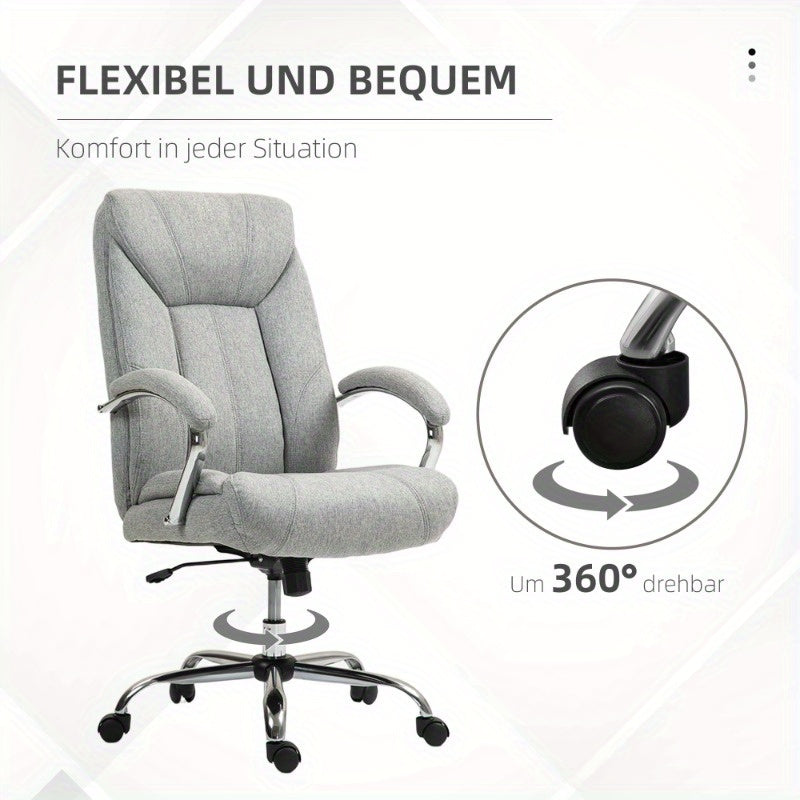 Vinsetto Ergonomic Office Chair with Adjustable Tilt & Height, Padded Armrests & Headrest, 360° Swivel, 5-Wheel Rolling Base - Light Gray Nylon Computer Desk Chair for Home & Office, Big And Tall Office Chair, Minimalistic D