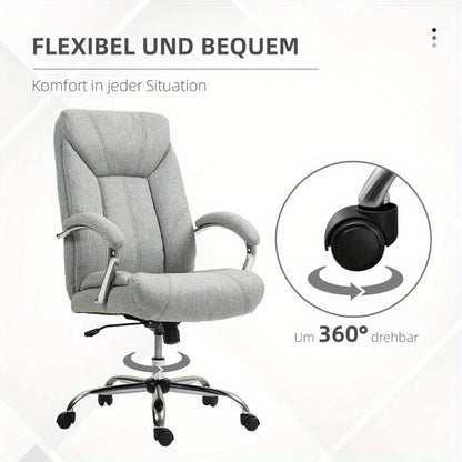 Vinsetto Ergonomic Office Chair with Adjustable Tilt & Height, Padded Armrests & Headrest, 360° Swivel, 5-Wheel Rolling Base - Light Gray Nylon Computer Desk Chair for Home & Office, Big And Tall Office Chair, Minimalistic D