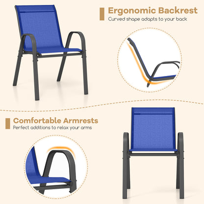 Tuinstoelen – Stapelbare Tuinstoelen – Terrasstoelen – Balkonstoelen – Buitenstoelen – Comfortabele Hoge Rugleuning – Weerbestendig Metalen Frame