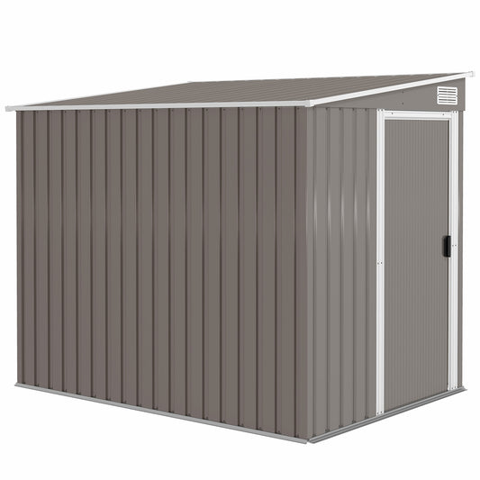 Metalen Opbergschuur – Tuinschuur – Gereedschapsschuur – Fietsenstalling – Opbergbox – Lichtgrijs – 2,81 m² – Corrosiebestendig Gegalvaniseerd Staal – Penthuisdak