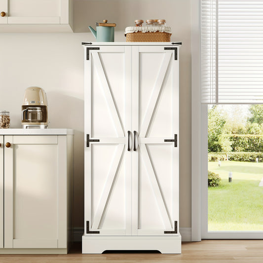 Witte Opbergkast – Dressoir – Kast – Bergkast – TV-Meubel – Massief Hout – Verstelbare Planken – 132 cm Hoog
