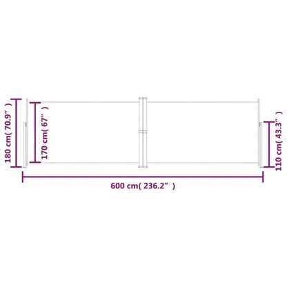 Retractable Windshield 180x600cm Blue Removable Temporary Outdoor Privacy Screen - 81- Light Blocking Fabric, Weather-Resistant with Easy Installation for Patio, Balcony, Garden & Poolside, Patio Decor, Balcony Cover, Flexibl