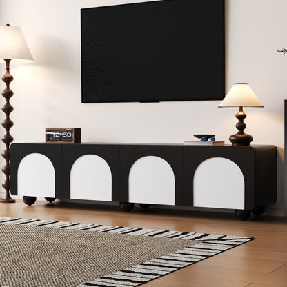 TV Cabinet | Black and White Color Scheme, Modern Minimalist Design with Striking Contrast, Lightweight and Space-Saving, Ideal for Living Rooms, Bedrooms, Compact Flats, Metal Material