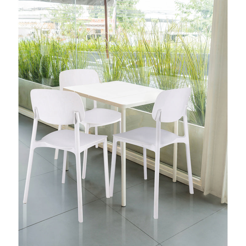 Eetkamerstoel – Kuipstoel – Stoel – Zithoekstoel – Designstoel – Set van 4 – Duurzaam polypropyleen – Weerbestendig wit