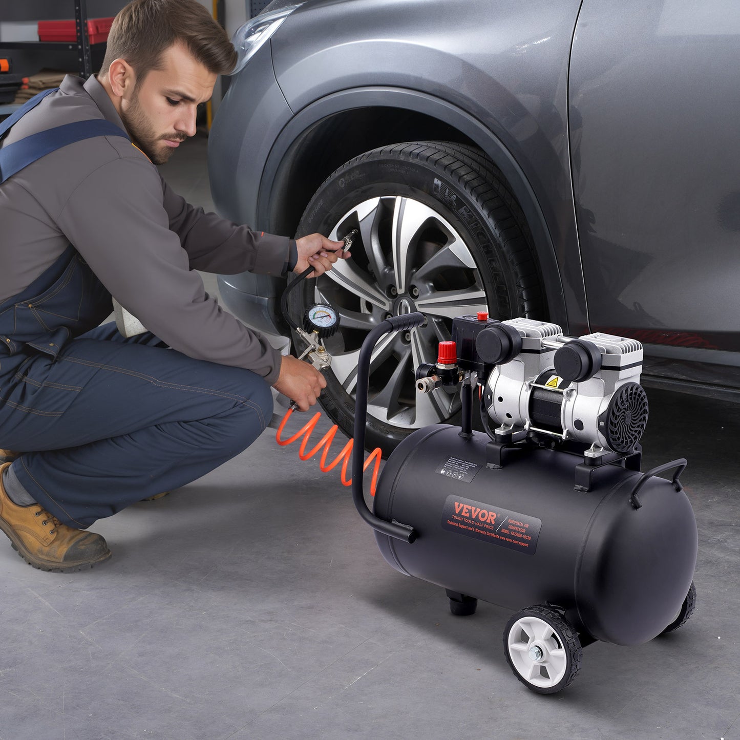 Luchtcompressor – Compressor – Air Compressor – Olievrije Compressor – Mobiele Compressor – Compact Design – 8 Gallon Tank – 90 PSI Druk