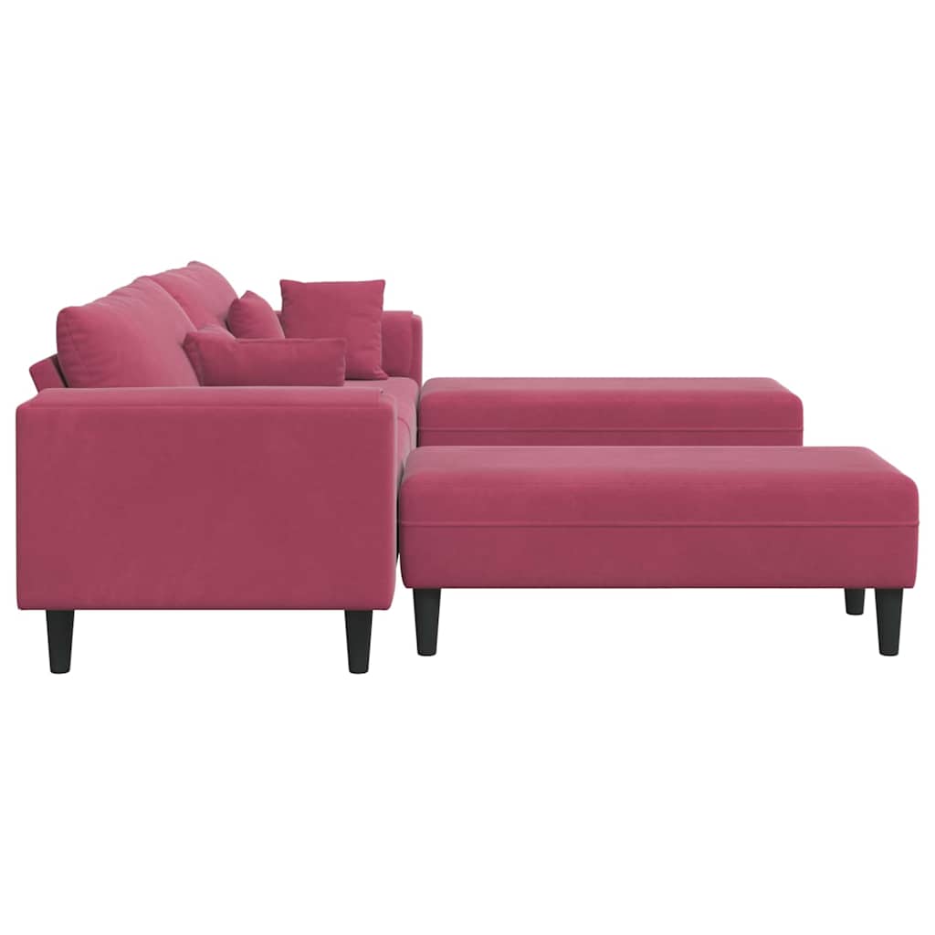 Bankstel – Hoekbank – Slaapbank – 3-zitsbank – Zetel – Donkergroen Velvet – Met Ottomane – Stevig Houten Frame – Comfortabele Foam Vulling