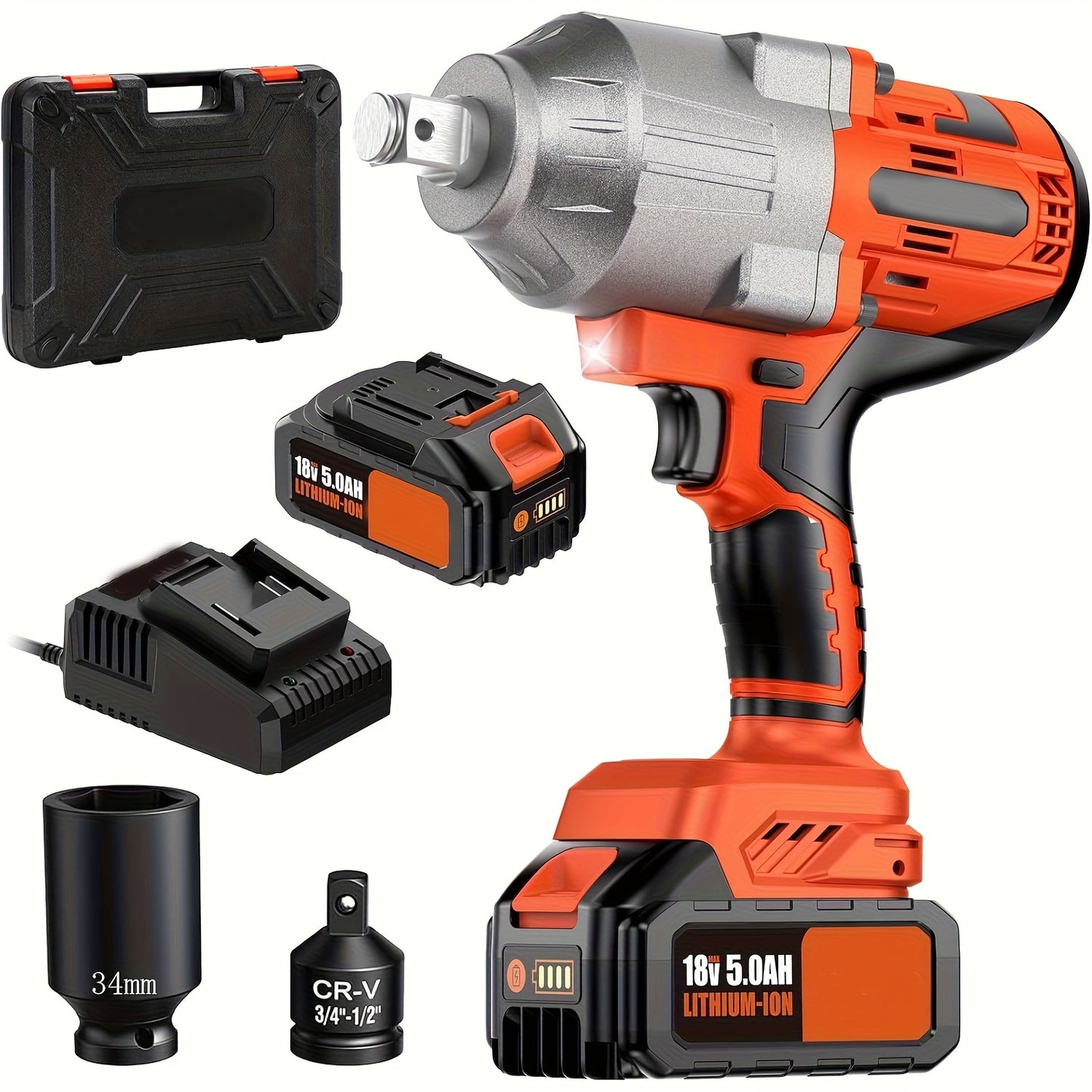Accu Slagschroevendraaier – Accuboormachine – Slagschroefmachine – Draadloze Schroevendraaier – 1600 Nm Koppel – 5000 mAh Lithium-Ion Batteri