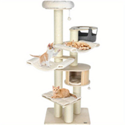 Krabpaal – Kattenboom – Kattenhuis – Kattenkrabpaal – Kattenpaal – 197 cm Hoog – Natuurlijk Hout Met Sisal Palen