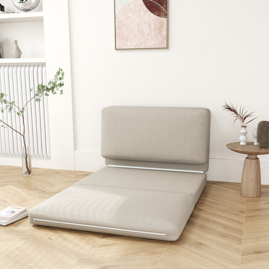 Relaxstoel – Fauteuil – Loungestoel – Vloerstoel – Slaapstoel – 2-in-1 Opvouwbaar – 120 cm Breed – Beige Velvet Stoffering