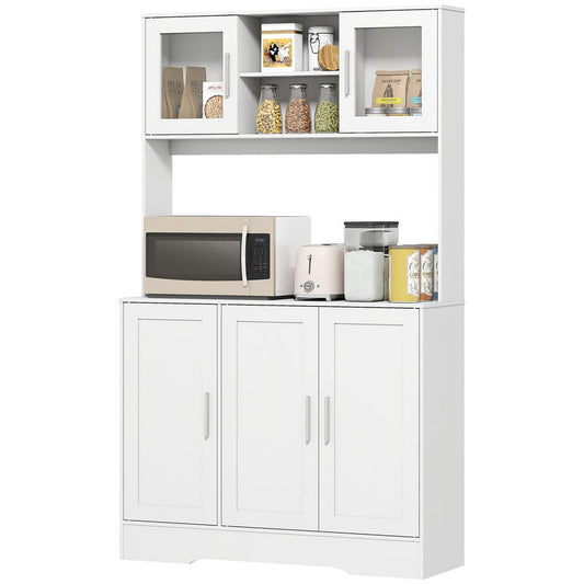 Kitchen Cabinet, Scandinavian Design, 4 Cabinets, Adjustable Shelves, Glass Doors, Open Space, Chipboard,, White