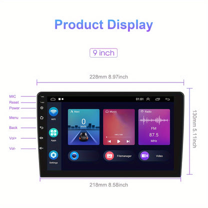 Autoradio – Multimedia Speler – Inbouw Radio – Navigatiesysteem – Touchscreen Radio – 9-inch Display – Android 13 Systeem – Draadloos CarPlay & Android Auto – GPS Navigatie – AHD Achteruitrijcamera Ondersteuning
