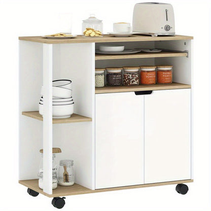 Opberkkar – Opbergwagen – Rollende Trolley – Mobiele Kar – Opvouwbare Handkar – Verstelbare Planken – Met Slot – Metalen Frame – Houtaccenten – 4 Wielen