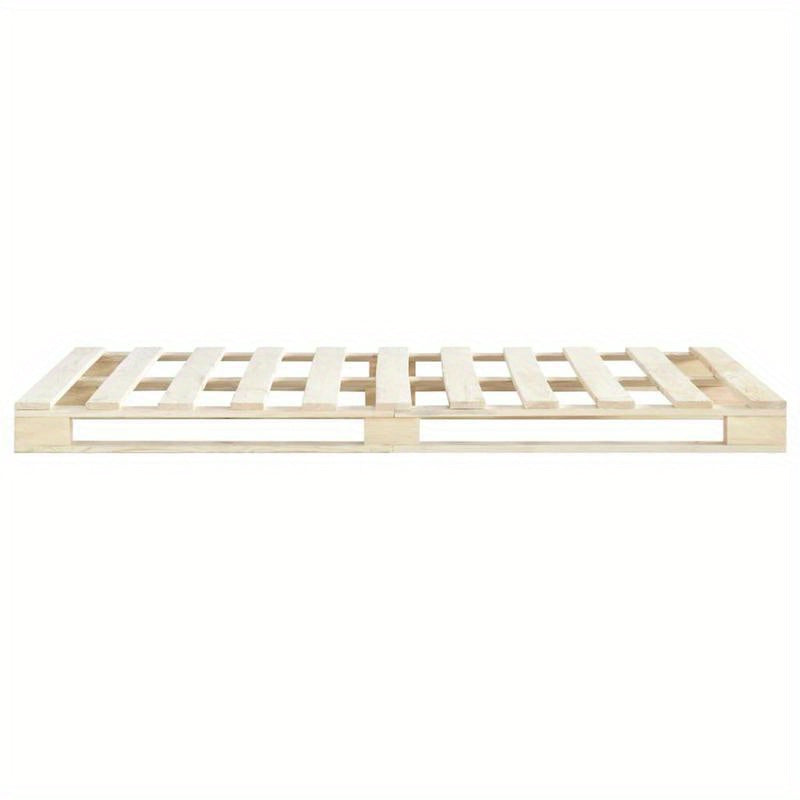 Contemporary Pine Wood Bed Frame - 200x200cm Removable & Durable Pallet Wood Frame with Natural Wood Grain Finish, Easy Assembly, No Power Needed for Small Spaces, Bed Frame for Bedroom, Contemporary Bedding, Simple Elegant D