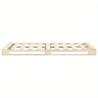 Contemporary Pine Wood Bed Frame - 200x200cm Removable & Durable Pallet Wood Frame with Natural Wood Grain Finish, Easy Assembly, No Power Needed for Small Spaces, Bed Frame for Bedroom, Contemporary Bedding, Simple Elegant D