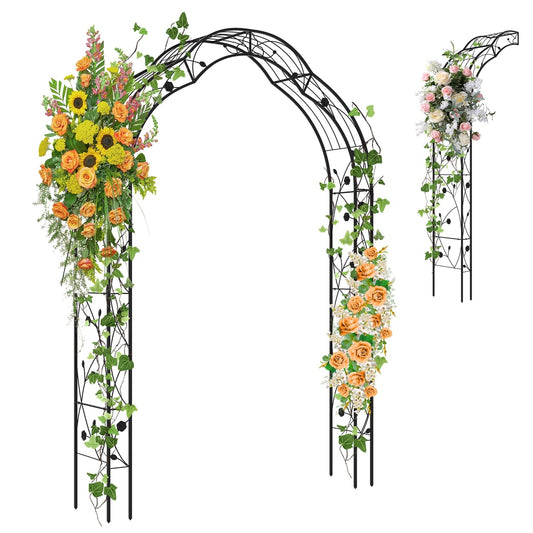 Rozenboog – Tuinboog – Klimboog – Plantenboog – Klimsteun – Zwart Metaal – 150 x 40,5 x 251,5 cm – Twee Halve Bogen