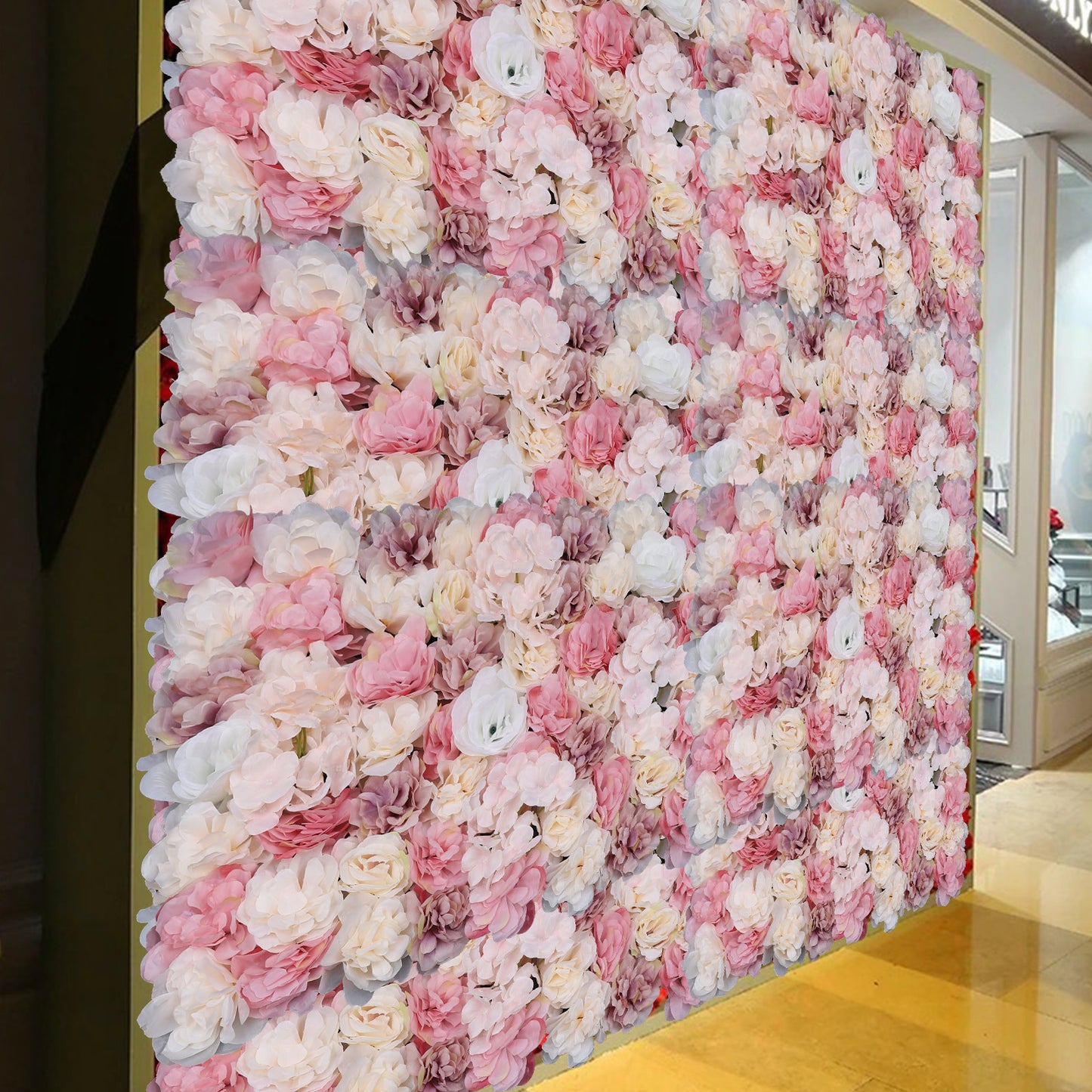 Nep bloemen muurdecoratie – Kunstbloemen wanddecoratie – Bloemenwand panelen – Decoratieve rozen – Kunstbloemen wandpanelen – Set van 12 panelen – Hoogwaardige kunststof en stof – Geschikt voor binnen en buitengebruik